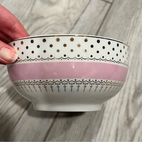 Set of 2 Grace’s Teaware Pink Stripe Gold Polka Dots Cereal Bowl Tea Ware - Picture 7 of 10